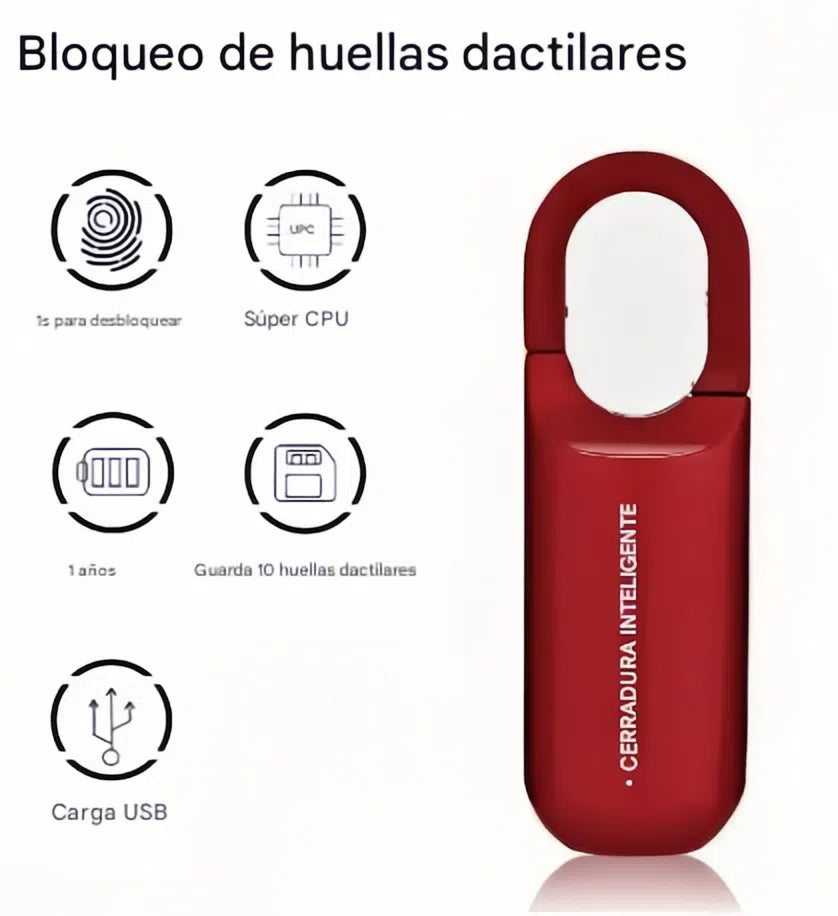 Candado Biométrico Ultra Rápido Desbloqueo 0.2 Segundos